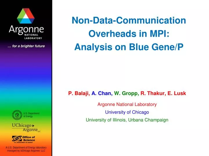 non data communication overheads in mpi analysis on blue gene p