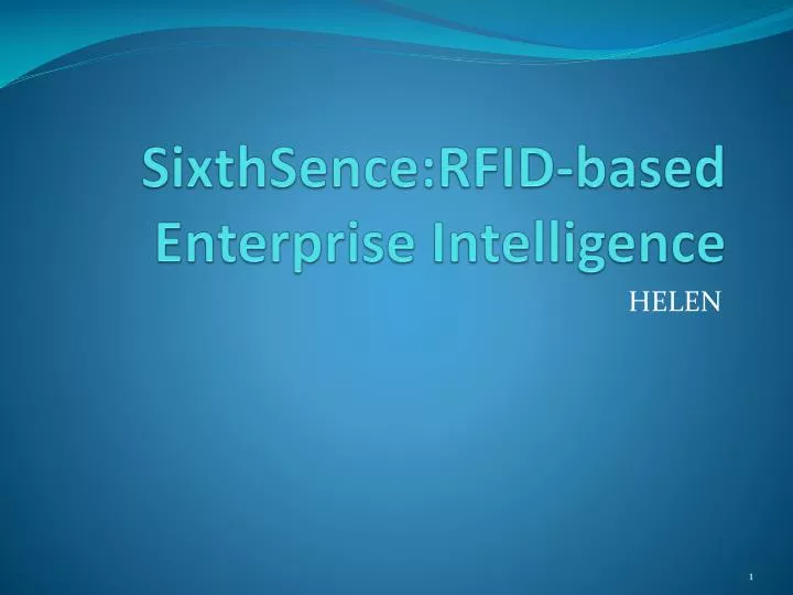 sixthsence rfid based enterprise intelligence
