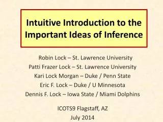 Intuitive Introduction to the Important Ideas of Inference