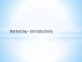 Marketing - Introductions
