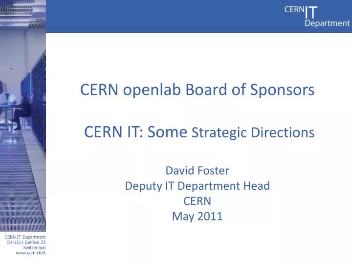 cern openlab board of sponsors cern it some strategic directions