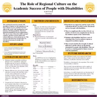 The Role of Regional Culture on the Academic Success of People with D isabilities