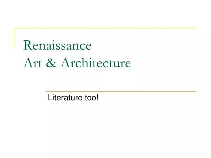 renaissance art architecture