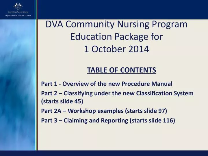 dva community nursing program education package for 1 october 2014