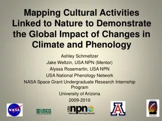 Ashley Schmeltzer Jake Weltzin , USA NPN (Mentor) Alyssa Rosemartin , USA NPN