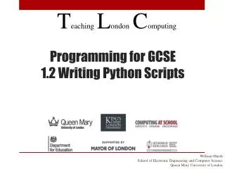 Programming for GCSE 1.2 Writing Python Scripts