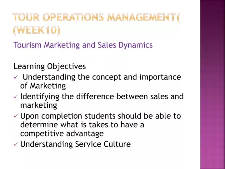 tour operations management week10