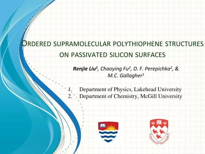 ordered supramolecular polythiophene structures on passivated silicon surfaces