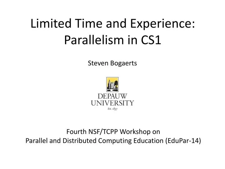 limited time and experience parallelism in cs1