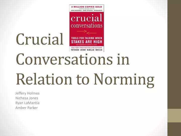 crucial conversations in relation to norming