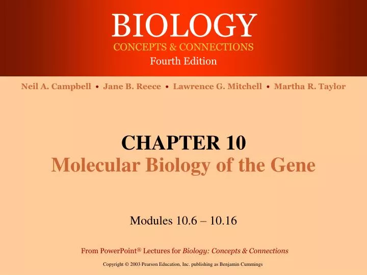 chapter 10 molecular biology of the gene