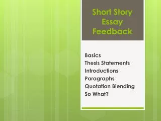 Short Story Essay Feedback