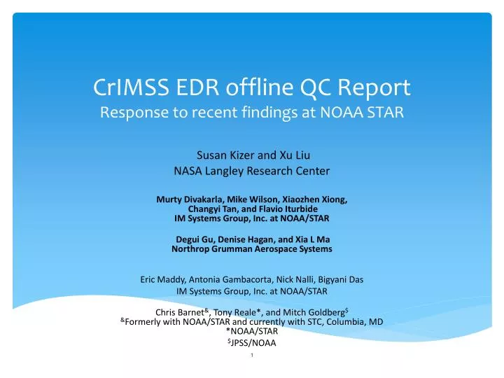 crimss edr offline qc report response to recent findings at noaa star
