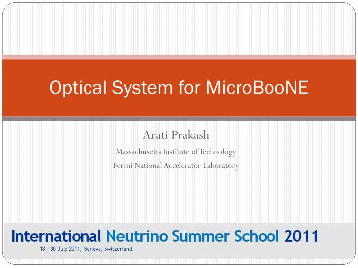 optical system for microboone