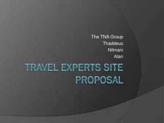 TraVEL eXPERTS SITE Proposal