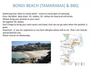 BONDI BEACH (TAMARAMA) &amp; BBQ