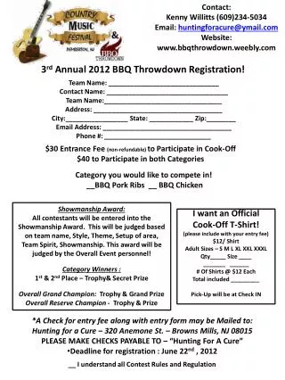 3 rd Annual 2012 BBQ Throwdown Registration!