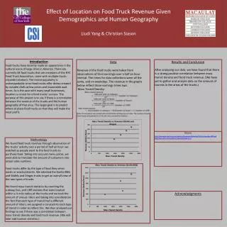 Effect of Location on Food Truck Revenue Given Demographics and Human Geography