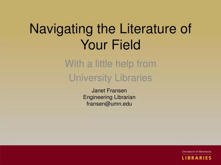 navigating the literature of your field