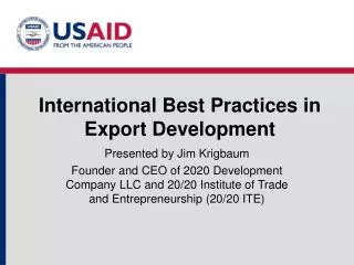International Best Practices in Export Development