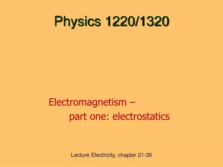 electromagnetism part one electrostatics