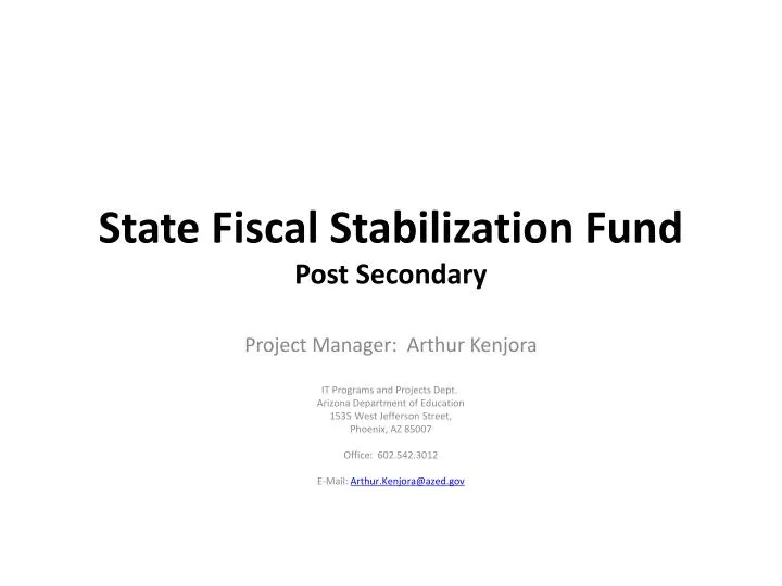 state fiscal stabilization fund post secondary