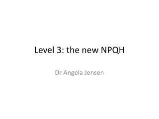 Level 3: the new NPQH
