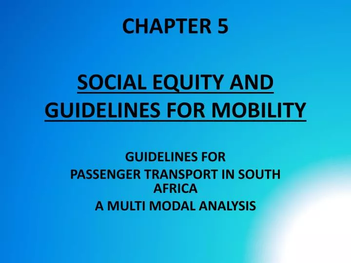 chapter 5 social equity and guidelines for mobility
