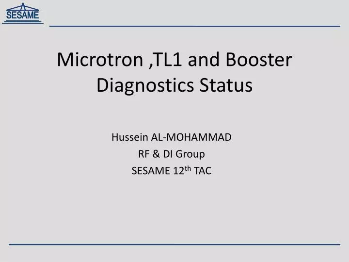 microtron tl1 and booster diagnostics status