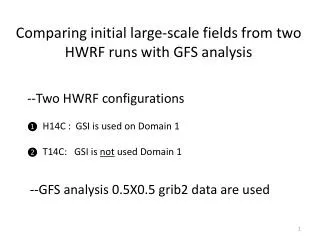 Comparing initial large-scale fields from two HWRF runs with GFS analysis
