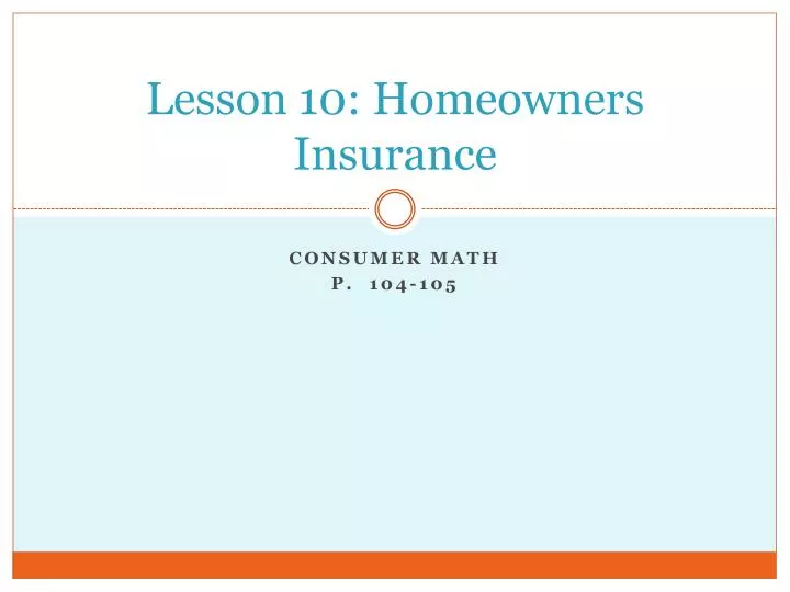 lesson 10 homeowners insurance