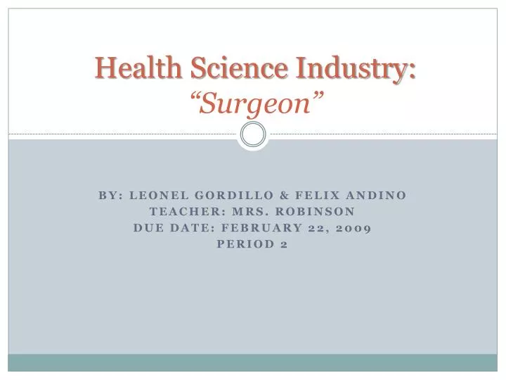 health science industry surgeon