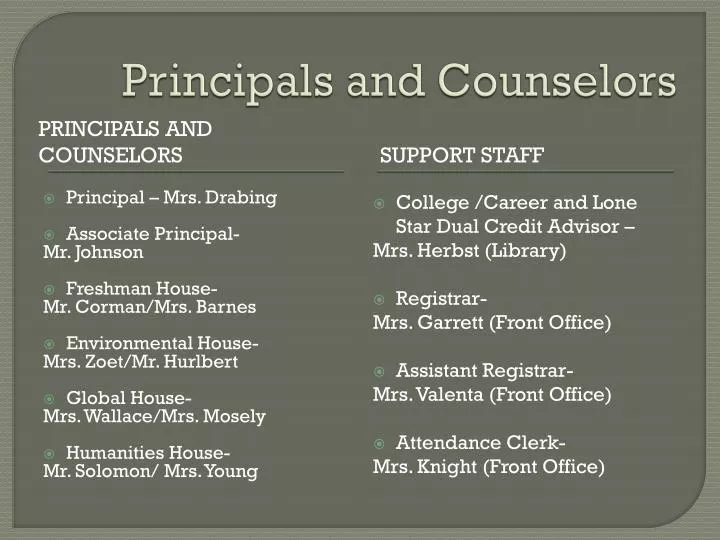 principals and counselors