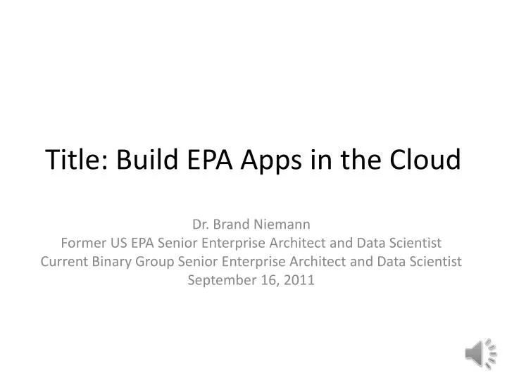 title build epa apps in the cloud