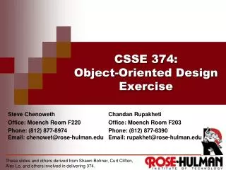 CSSE 374 : Object-Oriented Design Exercise