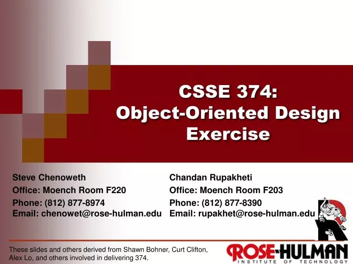 csse 374 object oriented design exercise