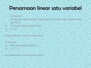 persamaan linear satu variabel