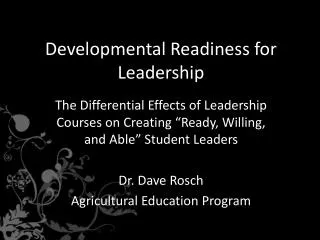 Developmental Readiness for Leadership