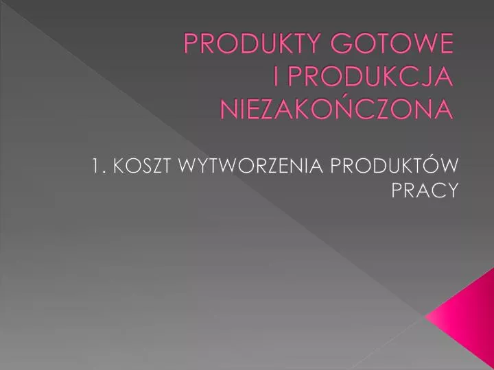 produkty gotowe i produkcja niezako czona