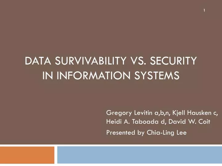 data survivability vs security in information systems