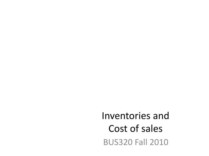 inventories and cost of sales