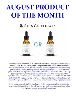 AUGUST PRODUCT OF THE MONTH