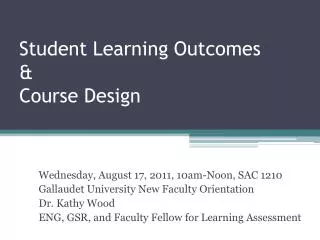 Student Learning Outcomes &amp; Course Design