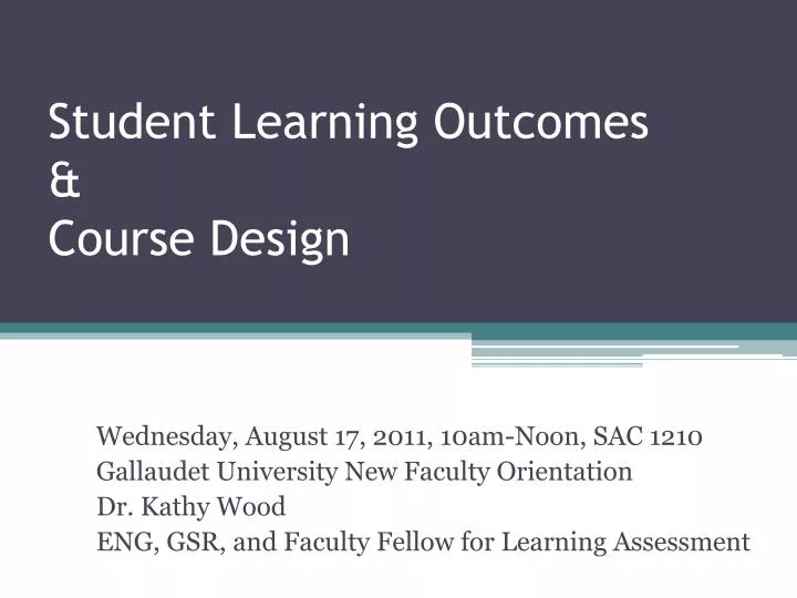 student learning outcomes course design