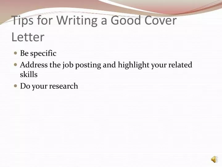 tips for writing a good cover letter