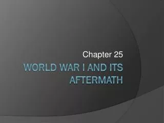 World War i and its aftermath