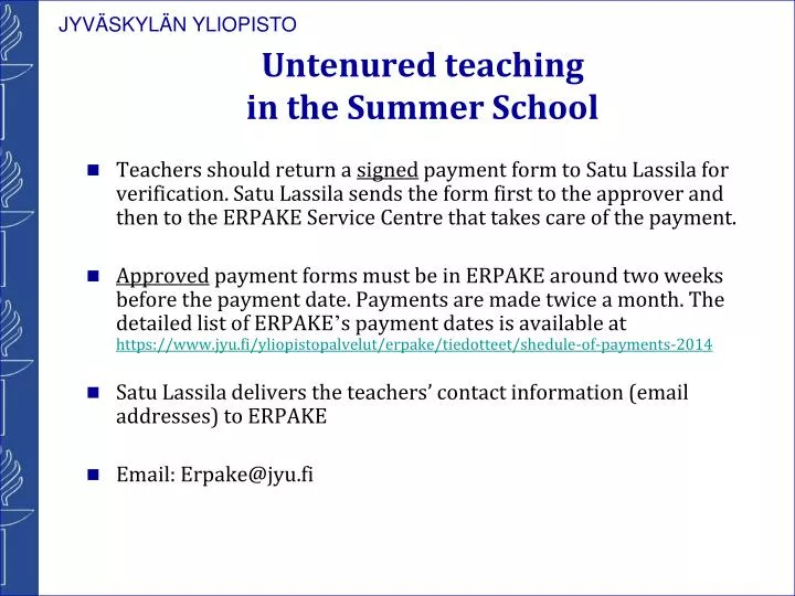 untenured teaching in the summer school