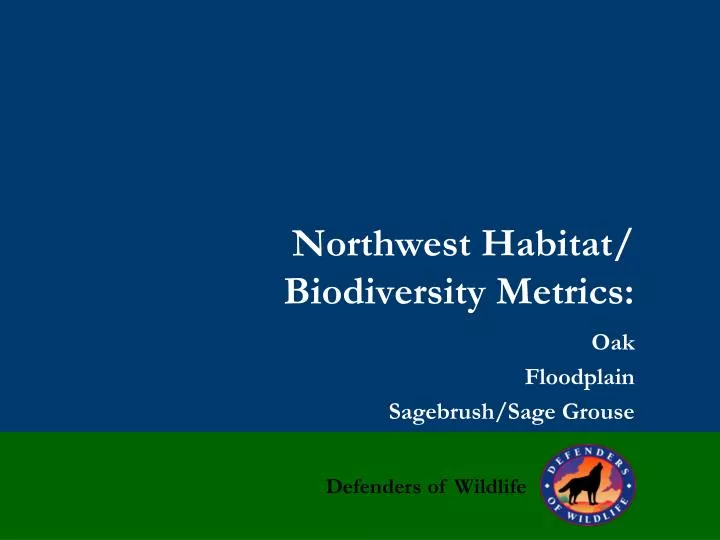 northwest habitat biodiversity metrics