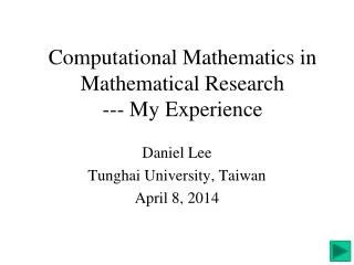Computational Mathematics in Mathematical Research --- My Experience