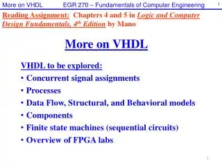 More on VHDL